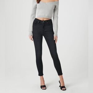 Y2K High Rise Faded Black Skinny Jeans Women’s 29 Stretch Distressed Grunge Goth